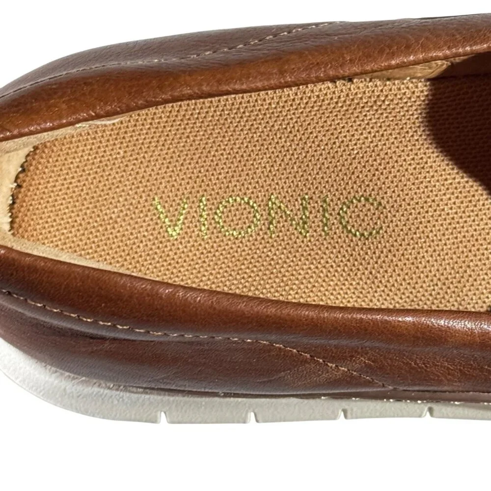 Vionic Fresh Liden Womens Casual Slip-On Shoes Size 7 Brown Leather With White R - Picture 9 of 11
